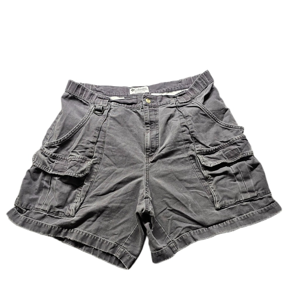 Columbia Cargo Shorts Mens 38 Gray Flat Front Utility Pockets Hiking Outdoor